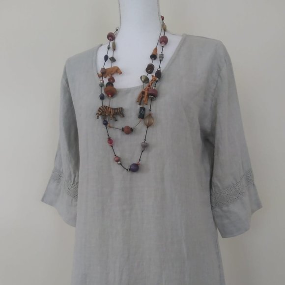 Dresses & Skirts - Casual khaki 100% linen dress size XL
